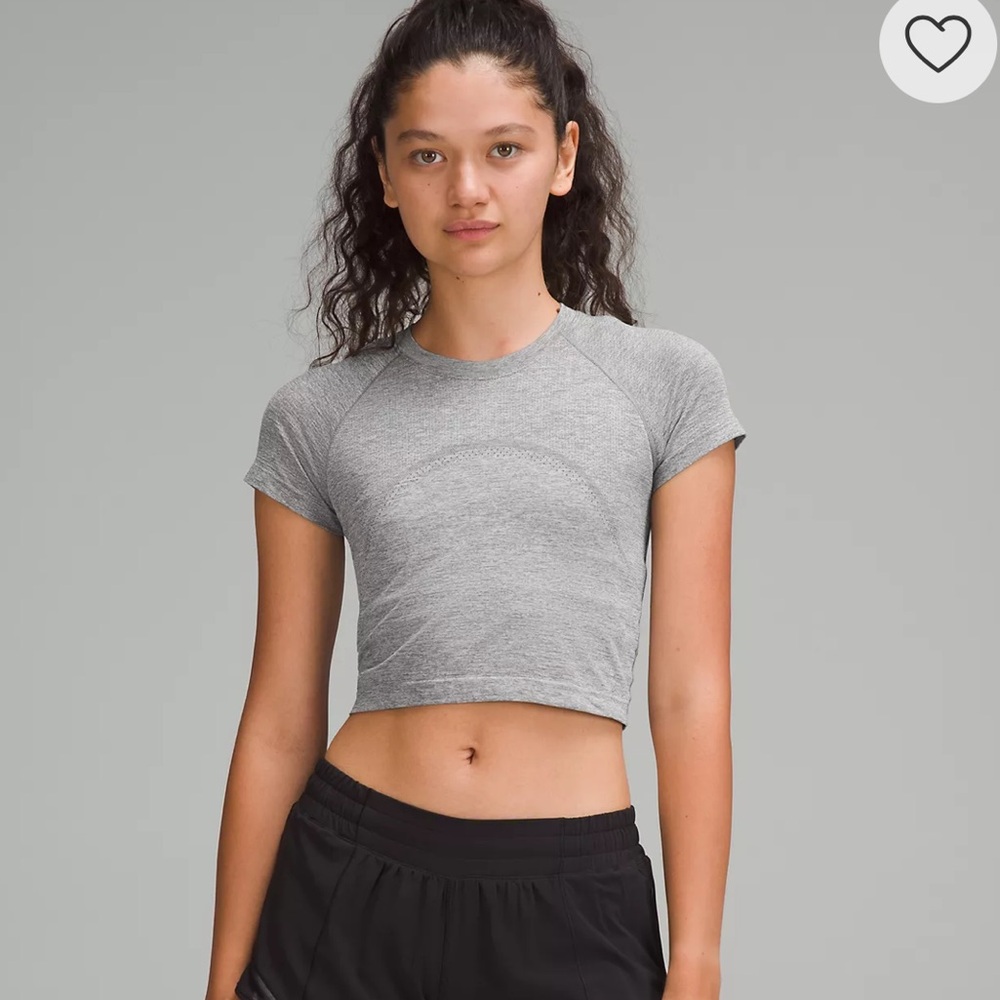 Lululemon Swiftly Tech Cropped Short Sleeve 2.0 Tee Heather Grey